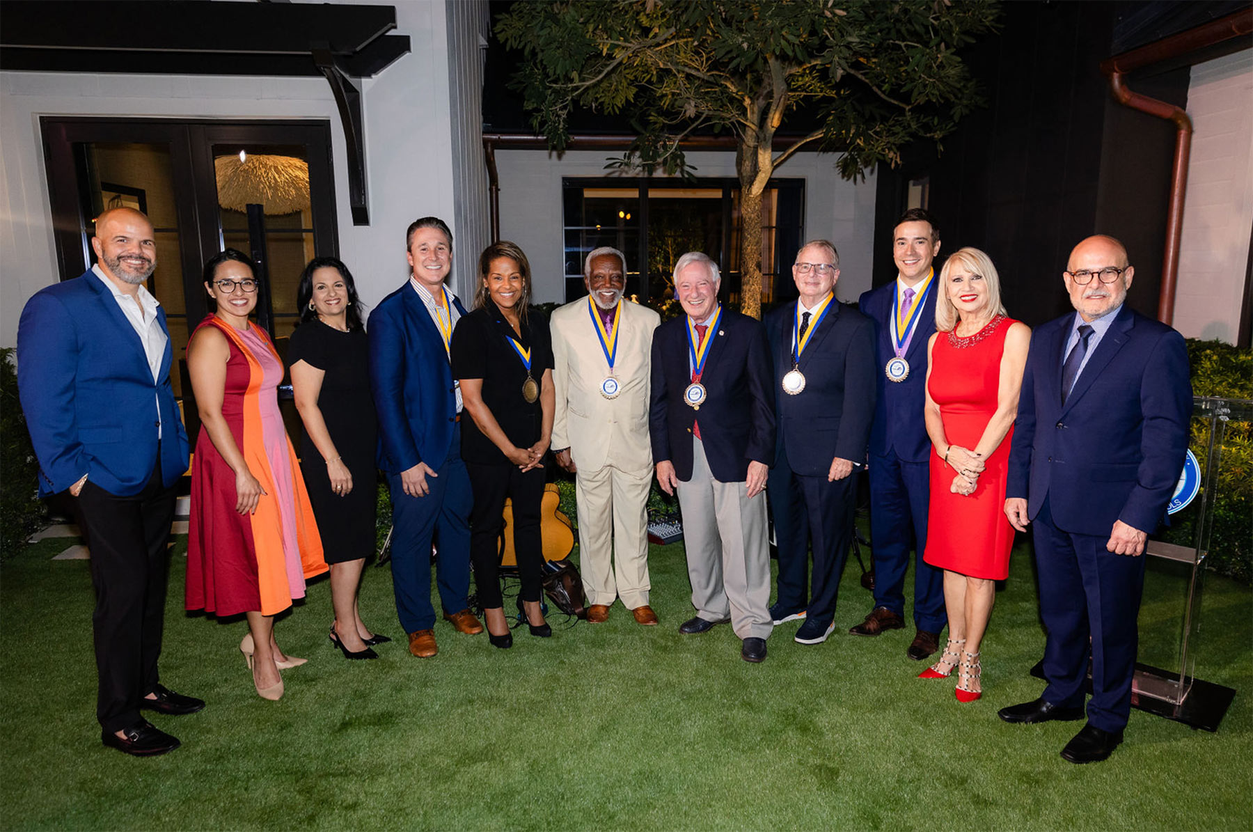 From left to right_ Roberto Alonso, Luisa Santos, Mary Blanco, Rene Garcia, Michelle Delancy, Marshall Davis, Don Slesnik, Bobby Flam, Kris Anderson, Mari Tere Rojas, and Dr. Jose Dotres